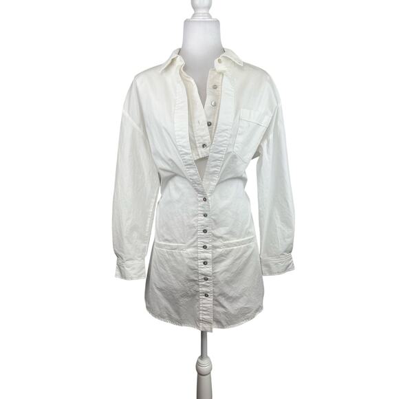 Luxxel White Button Down Mini Dress - Picture 1 of 8